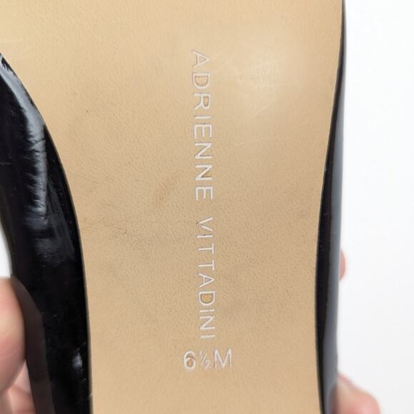 Adrienne Vittadini Seema Black Patent Leather Gold Stud Kitten Heels Size 6.5 - Picture 8 of 10